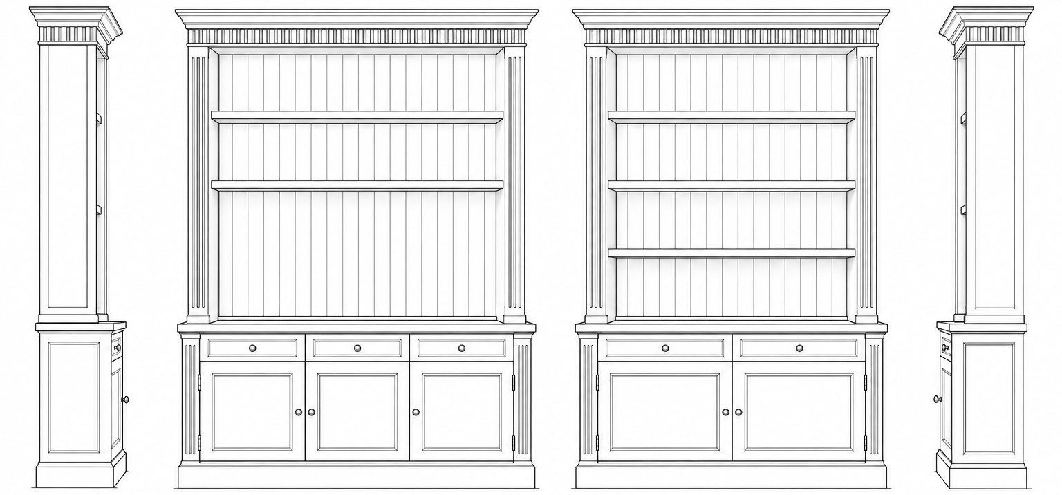 Boekenkast — technische tekening