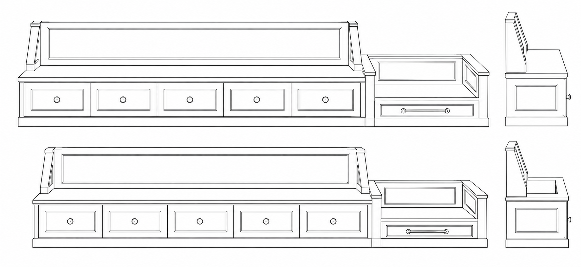 Technische tekening — vooraanzicht & perspectief