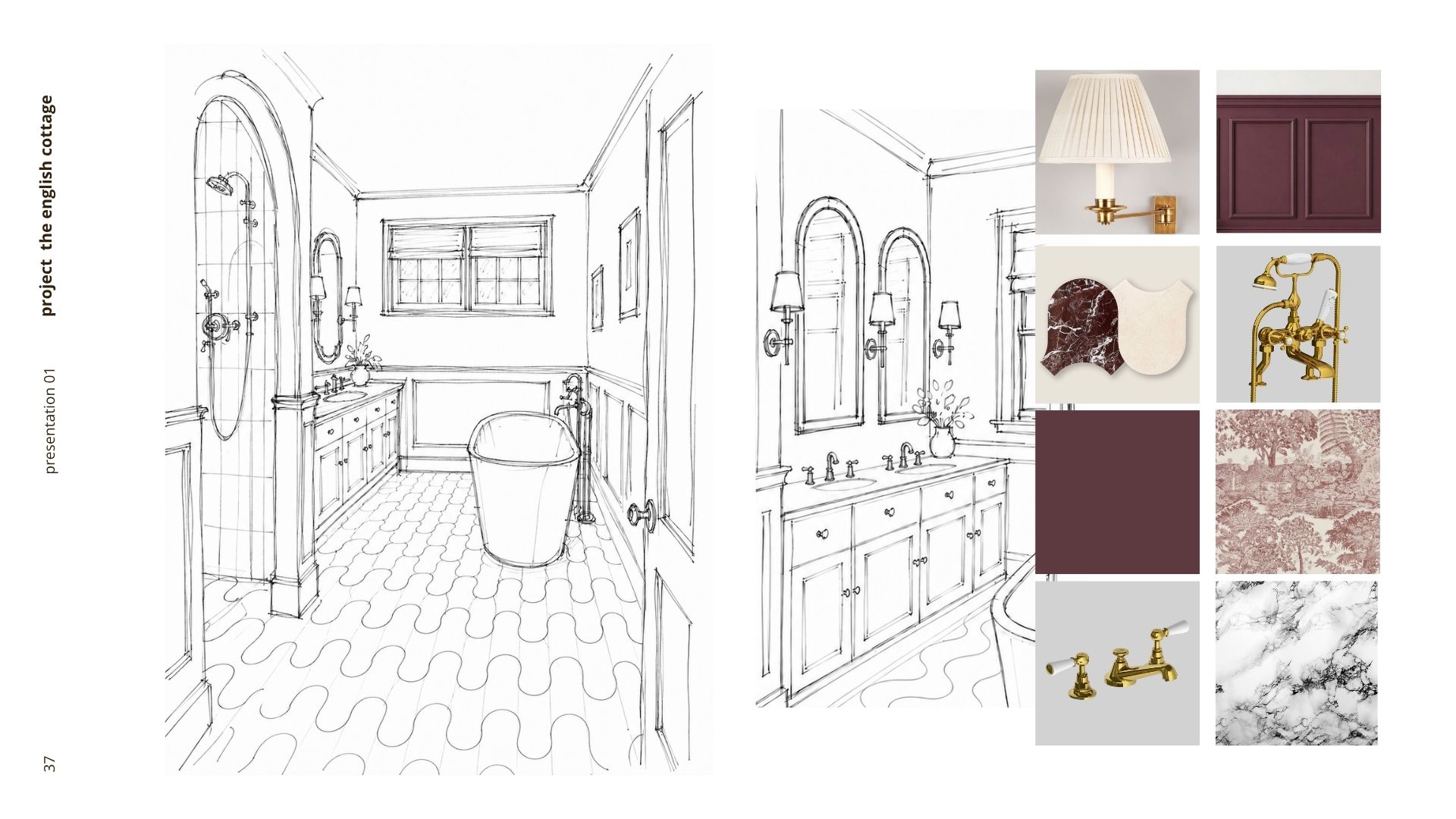 Badkamer schets & materialen